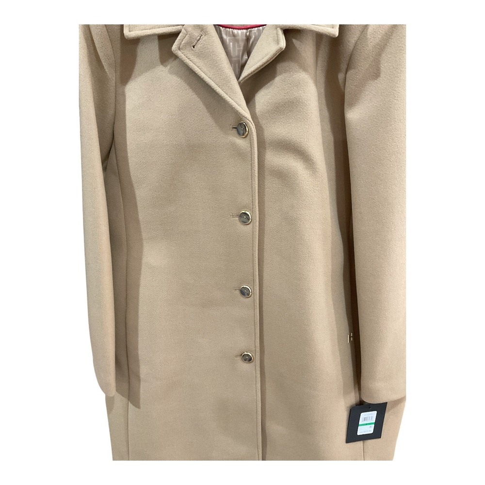 Halston Womens Camel Tan Wool Blend Button Front Coat Size L New - Picture 1 of 6